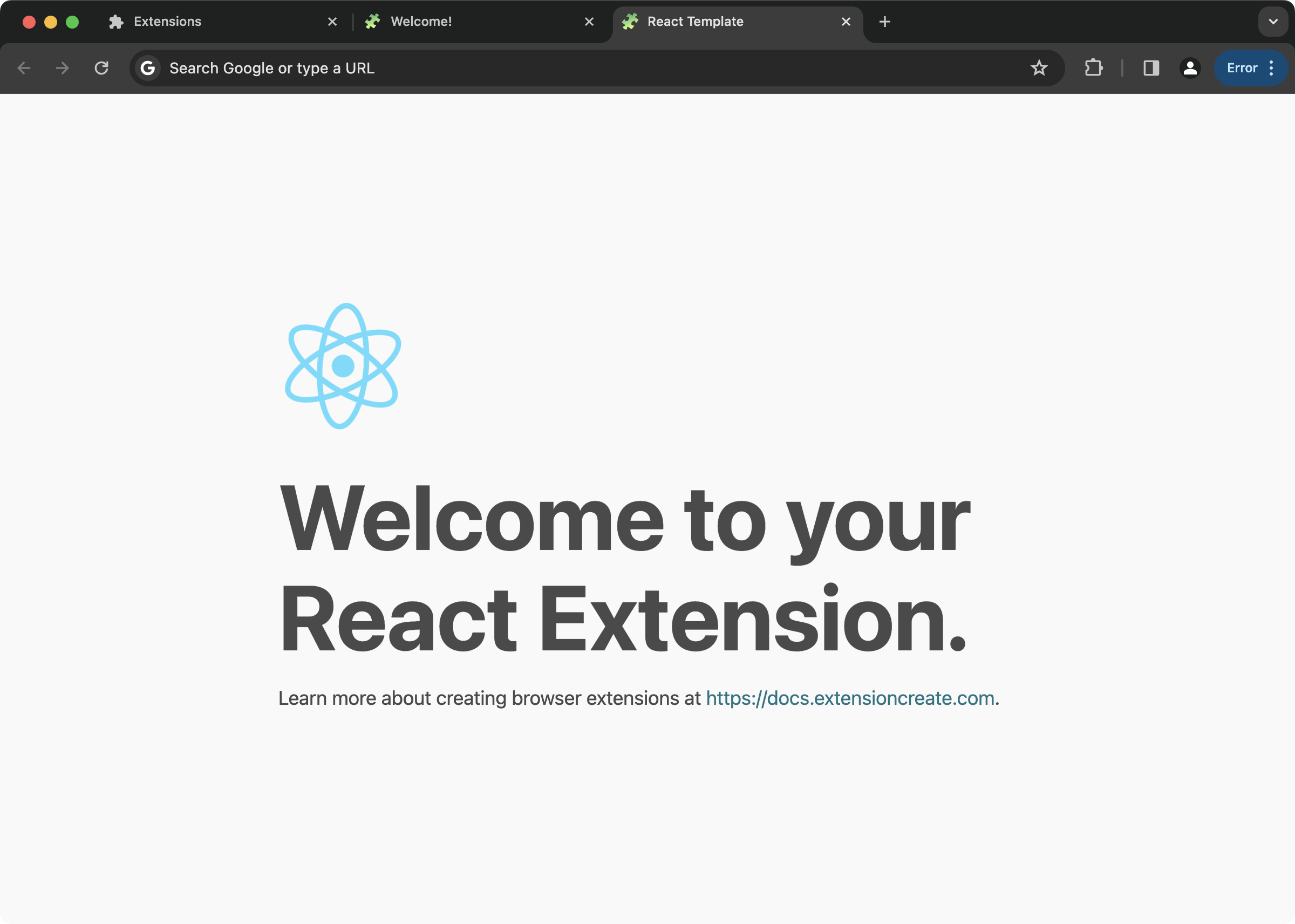 React Extension Template