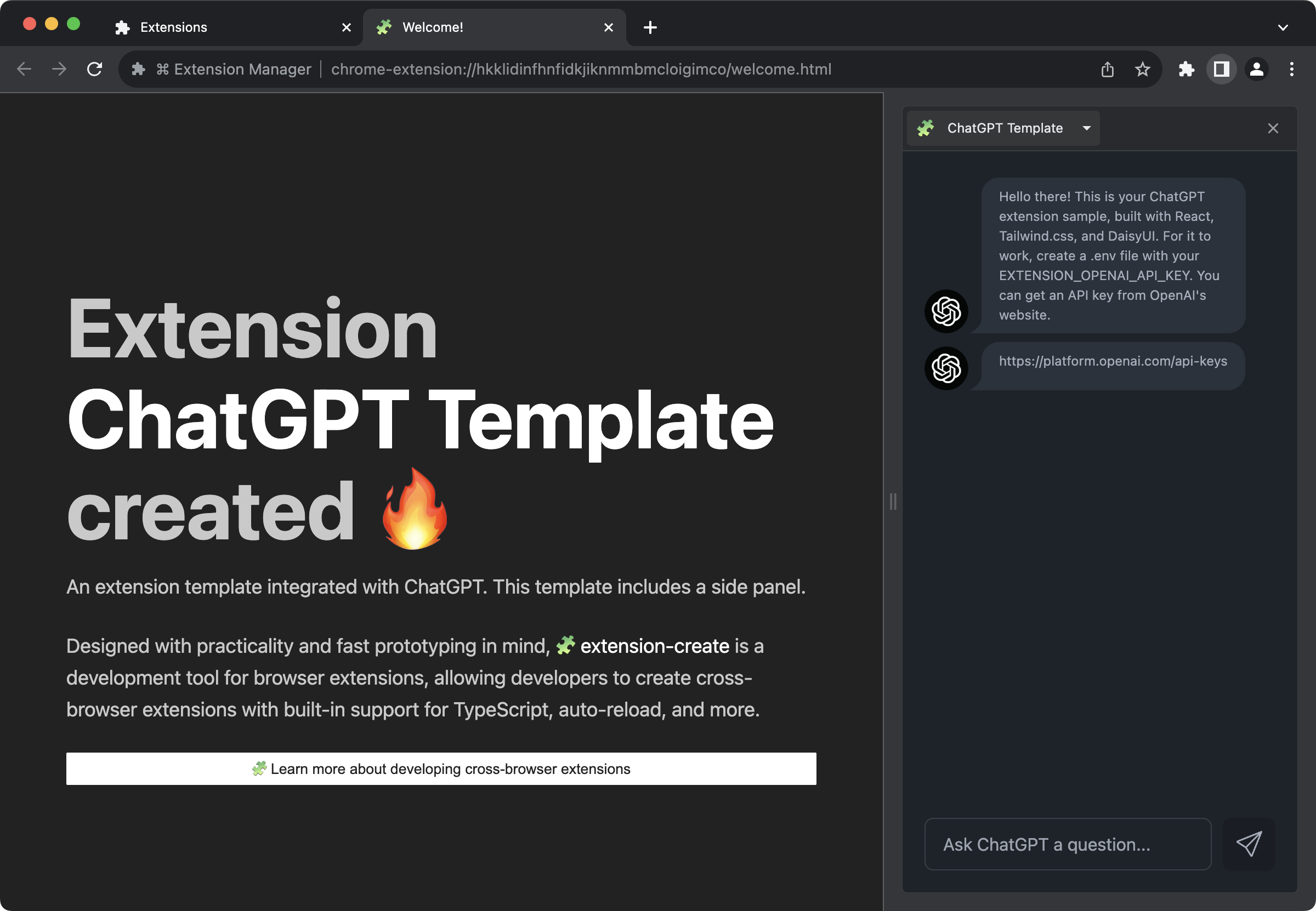 ChatGPT Extension.js Template