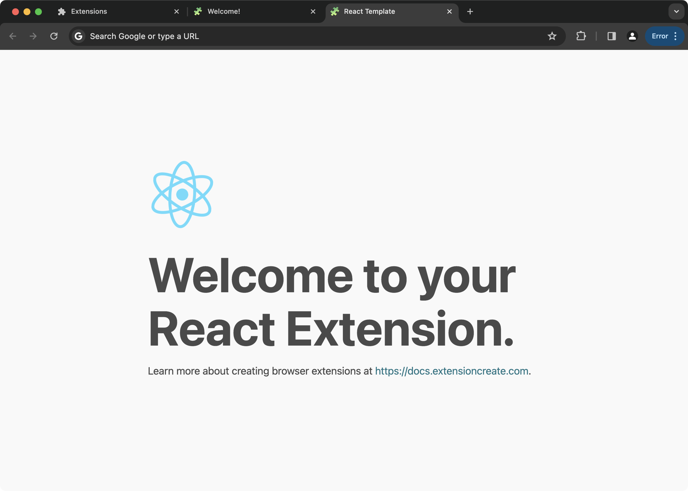 React Extension.js Template